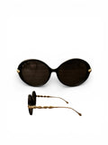 Oversized Round Frame Leaf Arm Sunglasses