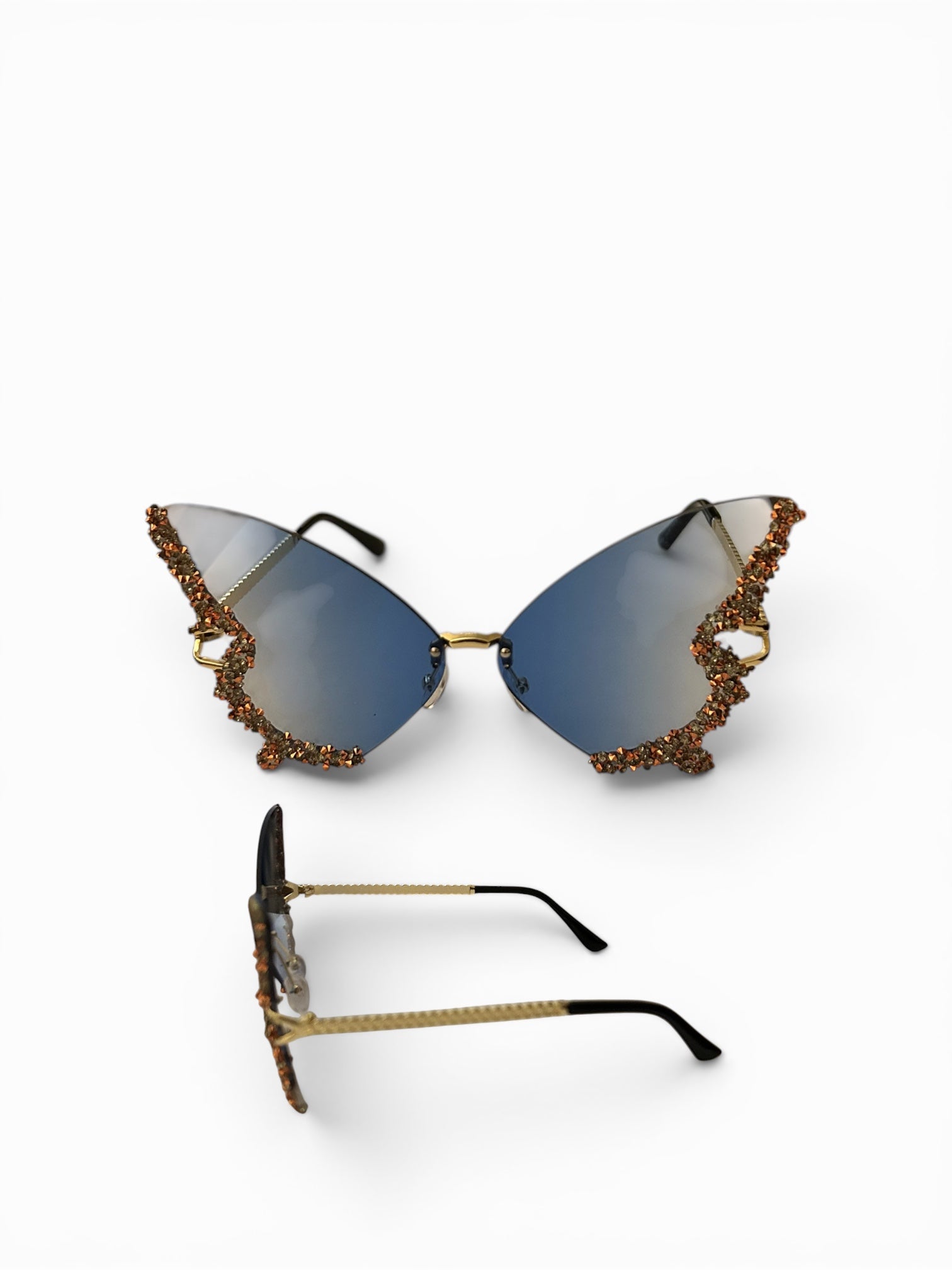 Rimless Butterfly Rhinestone Sunglasses